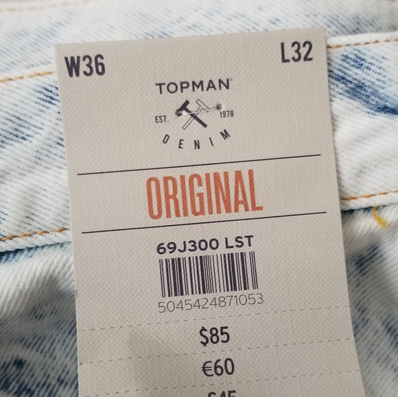 TOPMAN Nimbus Original Fit Jeans LIGHT BLUE Sz 36 - Picture 5 of 8